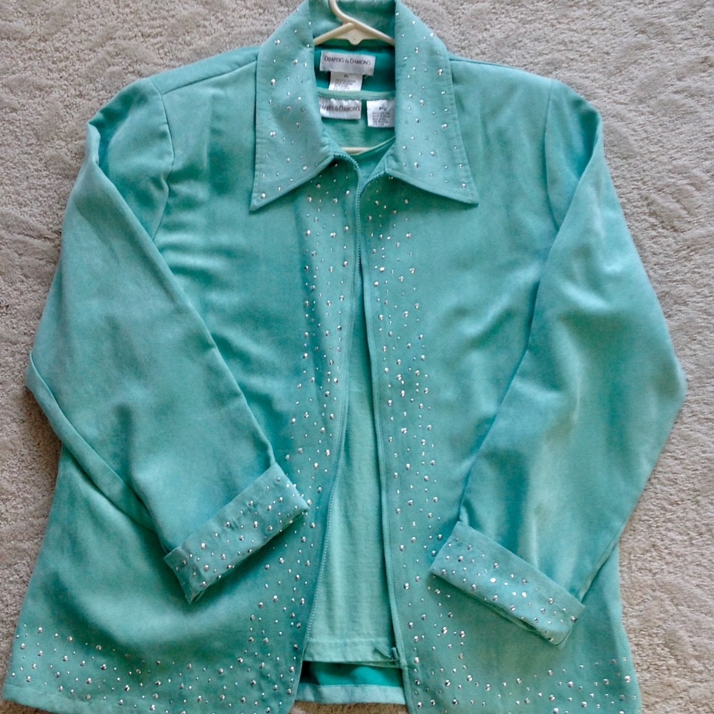 Suede Like Silver Studded Jacket with Shirt